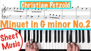 How to play MINUET NO 2 IN G MINOR  Petzold attrib JSBach Piano Tutorial [upl. by Lucey]