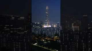 서울 롯데타워의 야간 드론영상 Night View of Lotte Tower Seoul south korea [upl. by Yert]