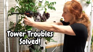 Grow vegetables indoors Troubleshooting and a new toy for cleaning your towers [upl. by Kobylak]