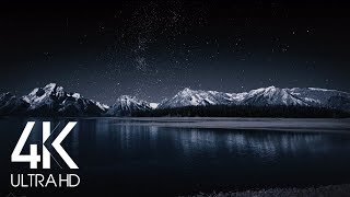 8 Hours Nighttime Ambience  4K Grand Teton and Milky Way  Nature soundscapes [upl. by Reagan]