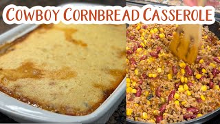 Cowboy casserole cornbread casserole dinner recipe cornbread recipe casserole recipes [upl. by Lleira]