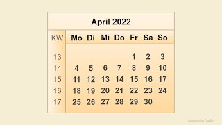 Kalender April 2022 [upl. by Anaz]