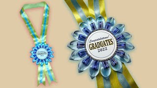 Graduation Lei  DIY  Ribbon Rosette  Award  Crafts [upl. by Skolnik]