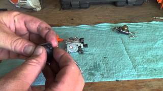 Stihl FS90R trimmer carburetor rebuild [upl. by Nylesoy326]