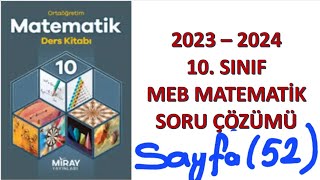 10sınıf MEB Matematik kitabı sayfa 52 1Alt öğrenme alanı testi Miray yayınları [upl. by Adamson]