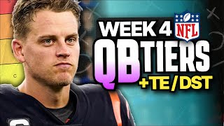 Week 4 Fantasy Football QB and TE Rankings Top 30 [upl. by Schwarz]