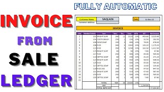 FULLY AUTOMATIC SALES INVOICE FROM SALE LEDGER IN EXCEL SALE INVOICE FORMAT  INVOICE TEMPLATE [upl. by Aihsat]