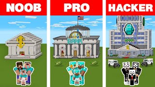 Minecraft NOOB vs PRO vs HACKER FAMILY SECURE BANK HOUSE BUILD CHALLENGE  Animation [upl. by Araf]