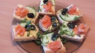 закуска бутерброд с семгой snack sandwich with salmon [upl. by Madaih]