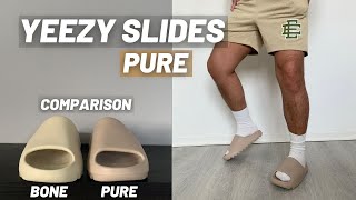 Yeezy Slides Pure Review  Slide Sizing amp On Feet [upl. by Swagerty]