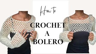 DIY crochet bolero shrugfishnet top  Beginner friendly tutorial  Crochet tutorial [upl. by Uwton]