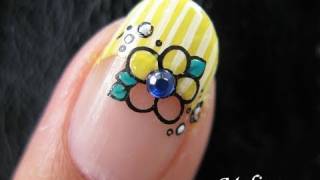 Konad Stamping Nail Art Tutorial  I Dream of Daffodil Yellow Flower Spring Easter Design French Tip [upl. by Hedwiga573]