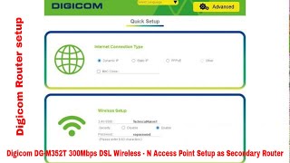 Digicom DGM352T 300Mbps DSL Wireless  N Access Point Setup as Secondary Router  Technical Hakim [upl. by Gassman]