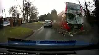 Storm Eunice Terrifying moment bus crashes into falling tree [upl. by Kegan]