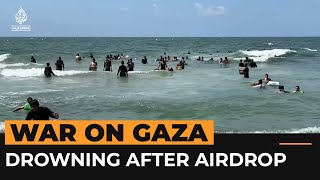 Palestinian man drowns attempting to collect aid from sea in Gaza [upl. by Ttergram]