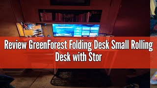 Review GreenForest Folding Desk Small Rolling Desk with Storage Shelf248 inch Foldable Computer [upl. by Ivah]