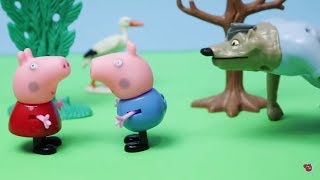 PEPPA PIG EM OS TRÊS PORQUINHOS E O LOBO MAU BONECOS ANIMADOS [upl. by Llen]