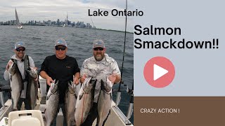 Salmon fishing Lake Ontario Doubletriple headers all day [upl. by Eindys209]