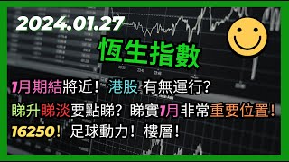 交易策略：恆生指數 1月期結將近！港股 有無運行？睇升睇淡要點睇？睇實1月非常重要位置16250！足球動力！樓層！20240127 HangSeng Analysis [upl. by Feeley638]