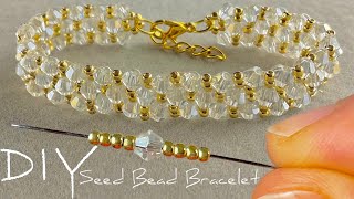 Easy Seed Bead Bracelet Tutorial for Beginners How to Make Bracelets with Beads and Crystals [upl. by Ynaitirb]