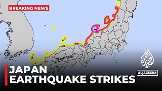 Magnitude 74 earthquake strikes Japan tsunami warning issued [upl. by Htiaf]