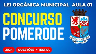 Concurso Público Pomerode SC Lei Orgânica Municipal Aula 01 2024 [upl. by Lotsirb]