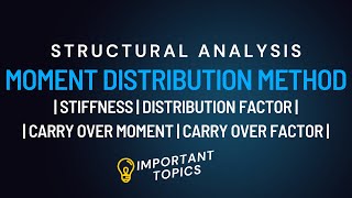 MOMENT DISTRIBUTION METHOD  STIFFNESS  DISTRIBUTION FACTOR  CARRY OVER MOMENT  CARRY OVER FACTOR [upl. by Annaert483]