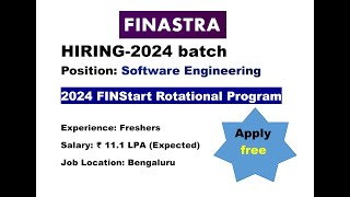 2024 FINStart Rotational Program – Software Engineering  finastra IT jobssalary11LPAAPPLY FREE [upl. by Attegroeg]