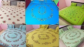 bed sheet hand embroidery ideas hand embroidery ideasnew bad sheet dezain ideas [upl. by Ahsaenat251]