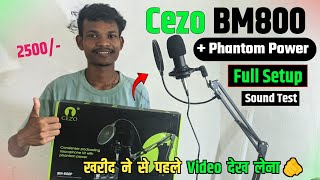 Cezo Bm 800 Condenser Microphone Full Set With Phantom Power Unboxing amp review  sound quality [upl. by Winchell300]