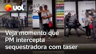 Mulher é feita refém na av Paulista veja momento que PM intercepta sequestradora [upl. by Olette127]