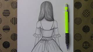 Güzel Elbiseli Bir Kız Çizimi  Drawing a Girl in a Beautiful Dress [upl. by Free]