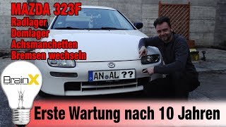 Mazda 323F Radlager Domlager Achsmanchetten amp Bremsen Wechseln [upl. by Narton]