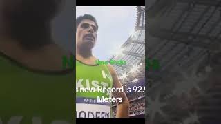 Arshad Sharif set New Record of javelin throw at 9297 meters arshadnadeem [upl. by Binnie]