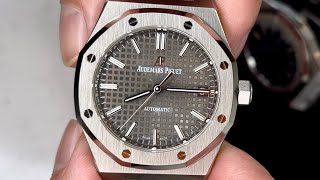 SUPERCLONE Audemars Piguet Royal Oak 15450ST 37mm Grey Dial  Review [upl. by Robins]