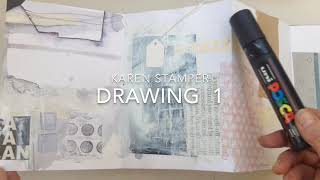 Creative Concertina Sketchbook 1  Drawing into your prepared pages [upl. by Hildie]