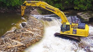 Awesome Beaver Dam Removal with Excavators  Awesome Floods amp Dredging Compilation 2024 [upl. by Nadler]