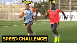 Mbappé challenges Vinícius Jr in a SPRINT RACE during training ahead Celta Vigo  Football News [upl. by Ecinnej]