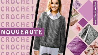 💕JOLI PULL COL EN V TRES MODE JUSQUAU 7XL  NUAGE DE DOUCEUR💕 𝐓𝐔𝐓𝐎 CROCHET FACILE 𝐌𝐚𝐦𝐢𝐞𝐂𝐫𝐨𝐜𝐡𝐞𝐭 [upl. by Doowrehs]