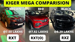 kiger top model rxz 2023 vs Rxto vs rxt…mega comparision 🔥 [upl. by Assirt]