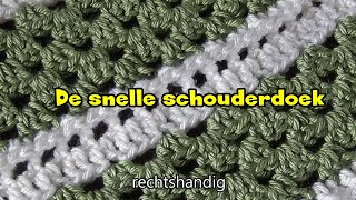 Haken  tutorial 583 De snelle schouderdoek [upl. by Ahsinwad790]