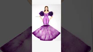 Purple Dress Design art shorts art satisfying youtubeshorts creative dress fashion craft [upl. by Krahmer902]