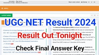 UGC NET Result 2024 Release  UGC NET 2024 Result  UGC NET Result 2024 Out Tonight [upl. by Terrel]