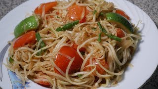 থাই কাঁচা পেপের সালাদ । থাই পাপায়া সালাদ । Healthy Recipe  Thai Green papaya salad । Thai recipe [upl. by Ynogoham]