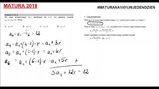 Matura 2018 maj  Zadanie 12  Dla ciągu arytmetycznego an a4a5a612 [upl. by Ariec]