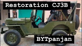 Restore Jeep Cj3B Bytpanjab restoration jeep modified painting paint jeepmodification punjab [upl. by Negaet]