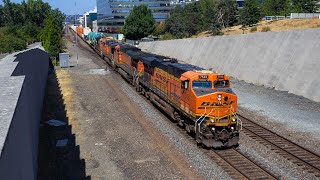 Train Carry Airplane Fuselage BNSF 7545 South in SeattleWA [upl. by Etem]