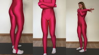 Pink Spandex Catsuit with Stirrups for Home Workout and Yoga [upl. by Mahgem509]