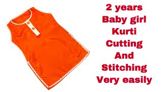 2 year baby kurti cutting and stitching tutorial 2 years girl measurement 2 saal k bache ki dress [upl. by Yrak]