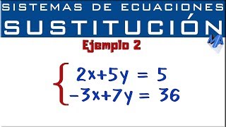 Sistemas de ecuaciones lineales 2x2  Método de Sustitución  Ejemplo 2 [upl. by Nylirem]